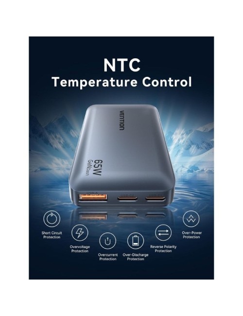 Cargador de Pared Universal GaN para Viaje Vention FCBH0/ 2xUSB Tipo-C/ 1x USB/ 65W