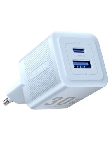 Cargador de Pared GaN Vention FEQL0-EU/ 1xUSB Tipo-C/ 1xUSB/ 30W