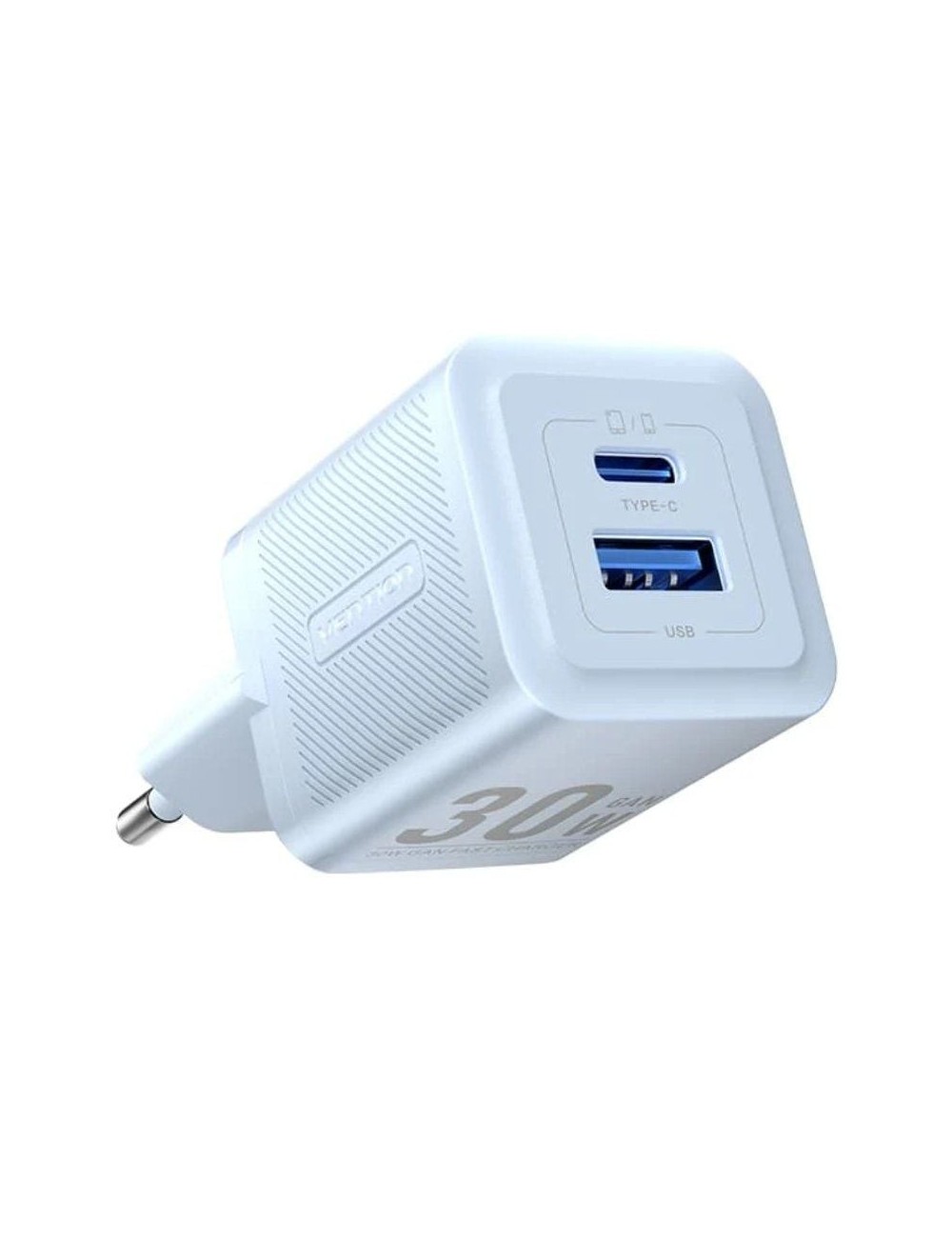 Cargador de Pared GaN Vention FEQL0-EU/ 1xUSB Tipo-C/ 1xUSB/ 30W
