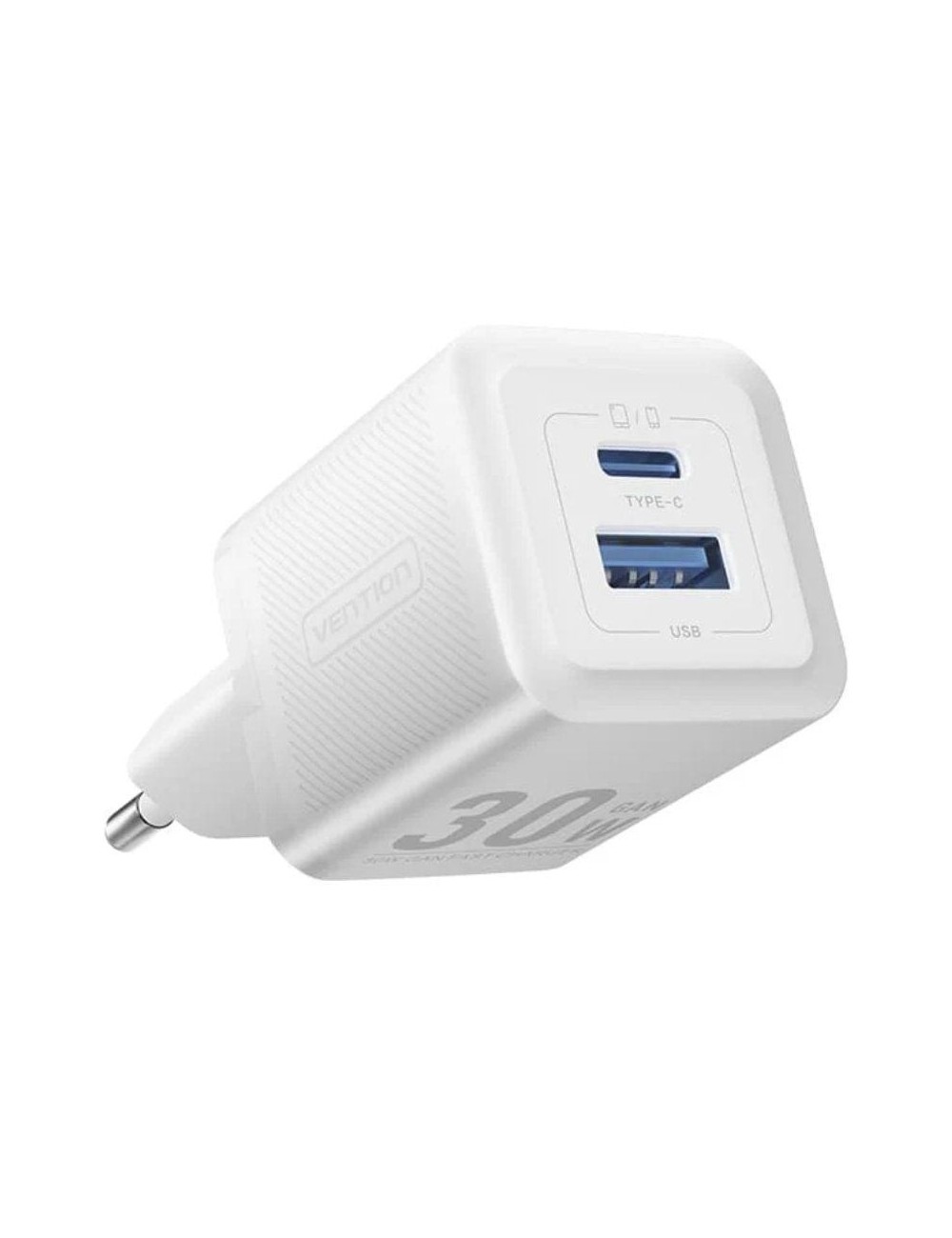 Cargador de Pared GaN Vention FEQW0-EU/ 1xUSB Tipo-C/ 1xUSB/ 30W