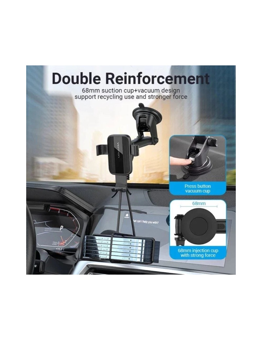 Soporte de Smartphone para Coche Vention KCOB0/ Negro