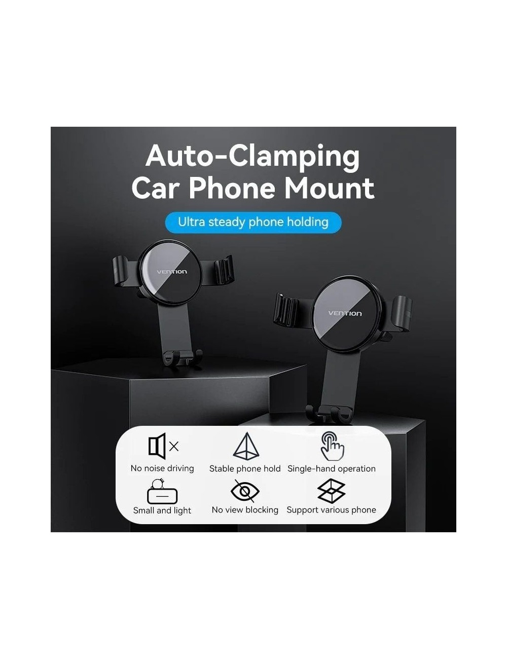 Soporte de Smartphone para Coche Vention KCSB0/ Negro