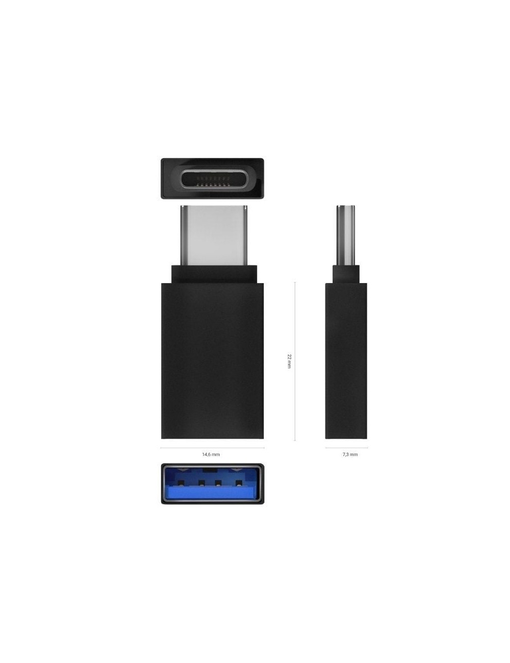 Adaptador USB 3.2 Aisens A108-0717/ USB Hembra - USB Tipo-C Macho/ Negro