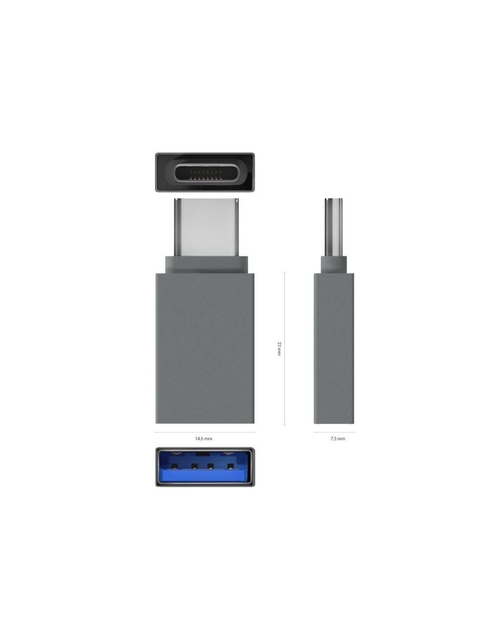 Adaptador USB 3.2 Aisens A108-0718/ USB Hembra - USB Tipo-C Macho/ Gris