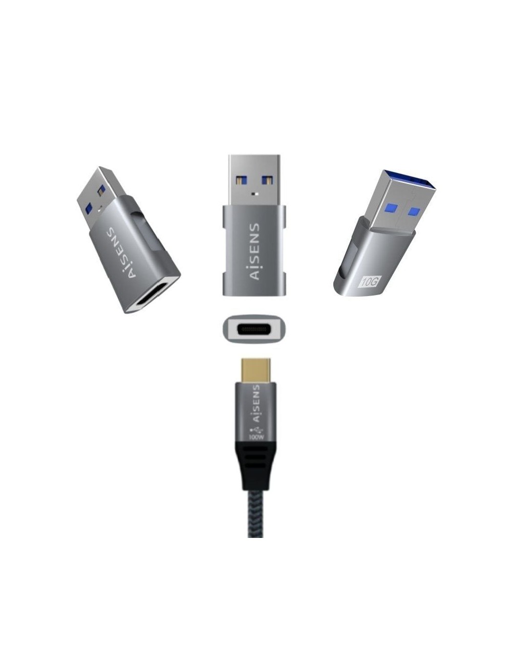 Adaptador USB 3.2 GEN2 Aisens A108-0655/ USB Tipo-C Hembra - USB Macho