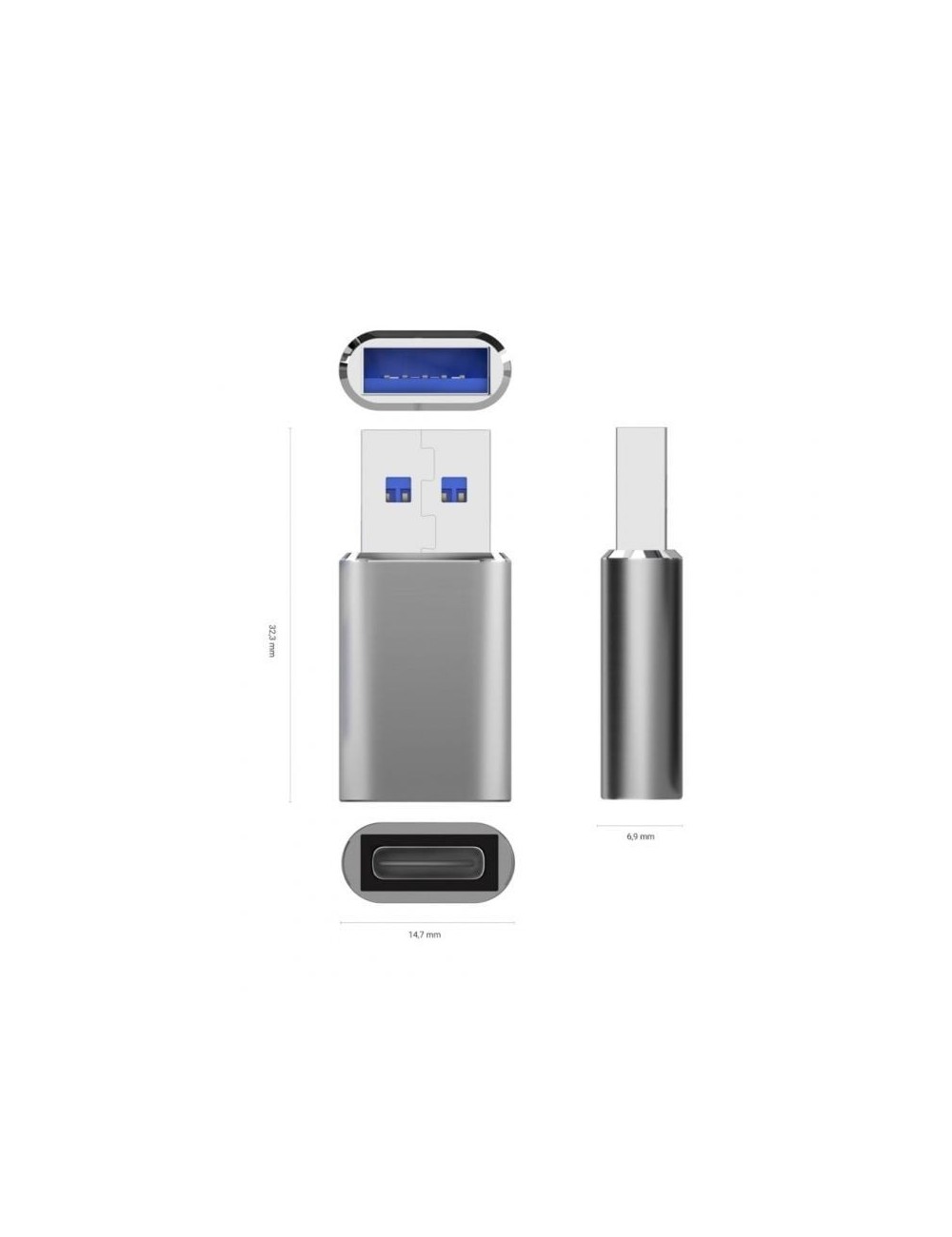 Adaptador USB 3.2 GEN2 Aisens A108-0677/ USB Tipo-C Hembra - USB Macho