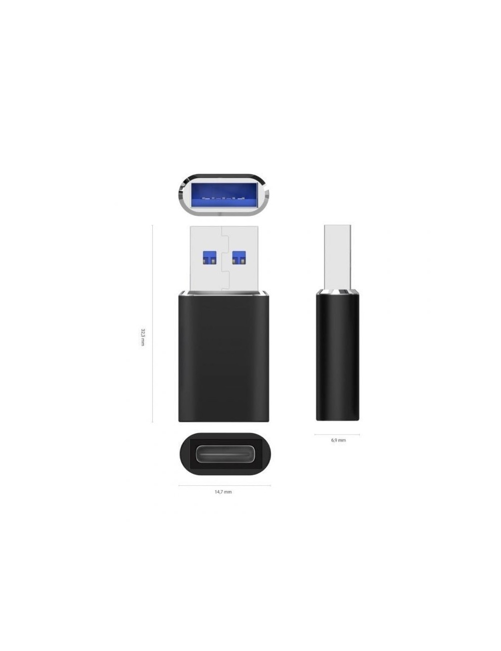 Adaptador USB 3.2 GEN2 Aisens A108-0678/ USB Tipo-C Hembra - USB Macho