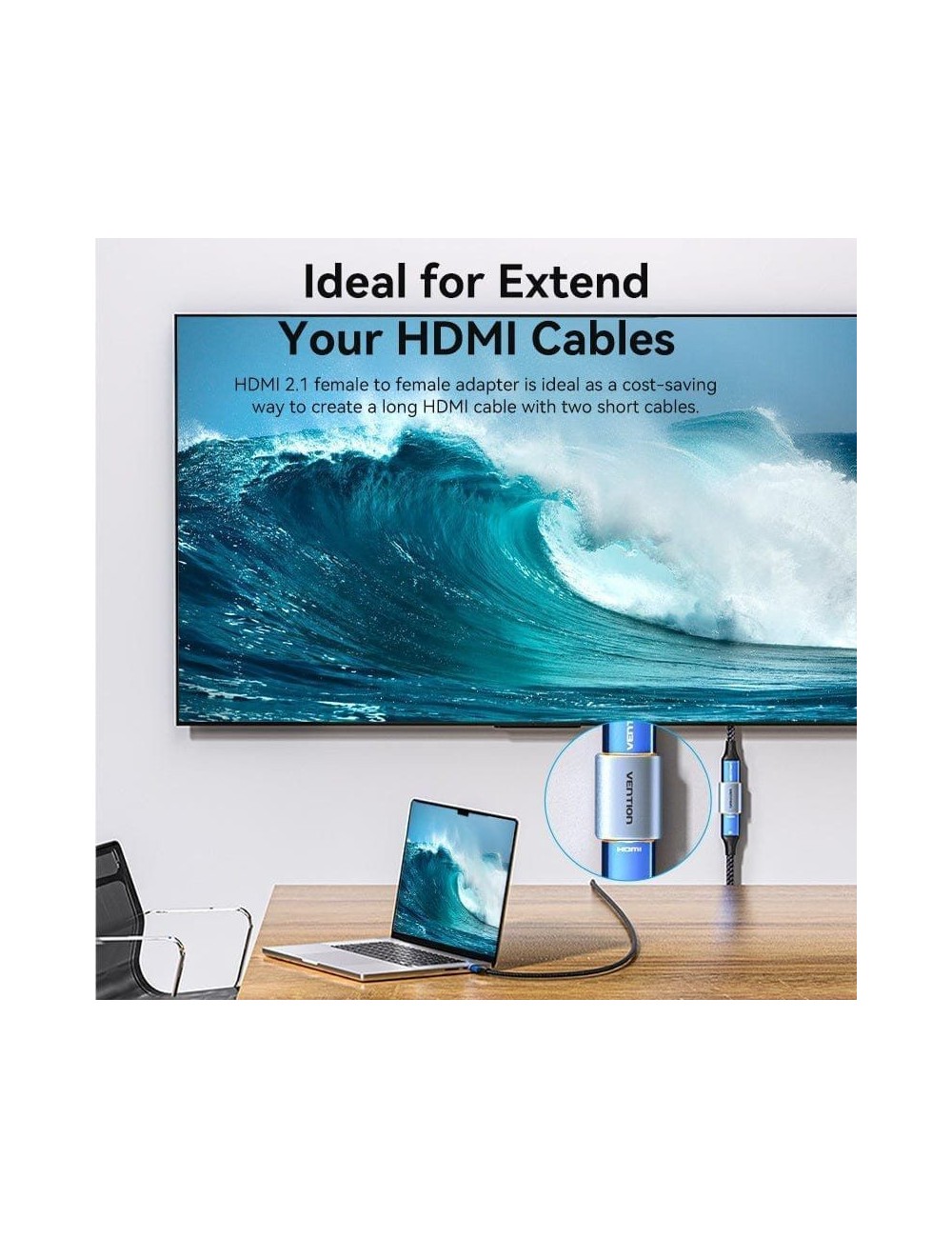 Adaptador HDMI 8K Vention AIUH0/ HDMI Hembra - HDMI Hembra