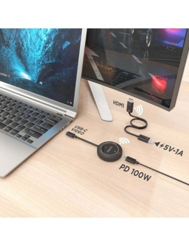 Adaptador/Transmisor de vídeo inalámbrico USB Tipo-C - HDMI Aisens ASWL-H2KC30M004-BK/ 100W