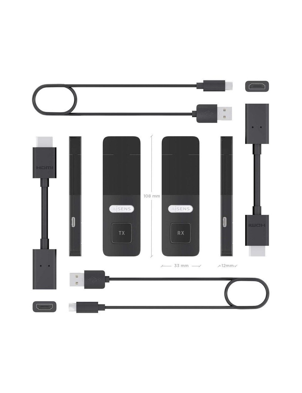 Adaptador/Transmisor de vídeo inalámbrico HDMI Aisens ASWL-H2K30M001-BK