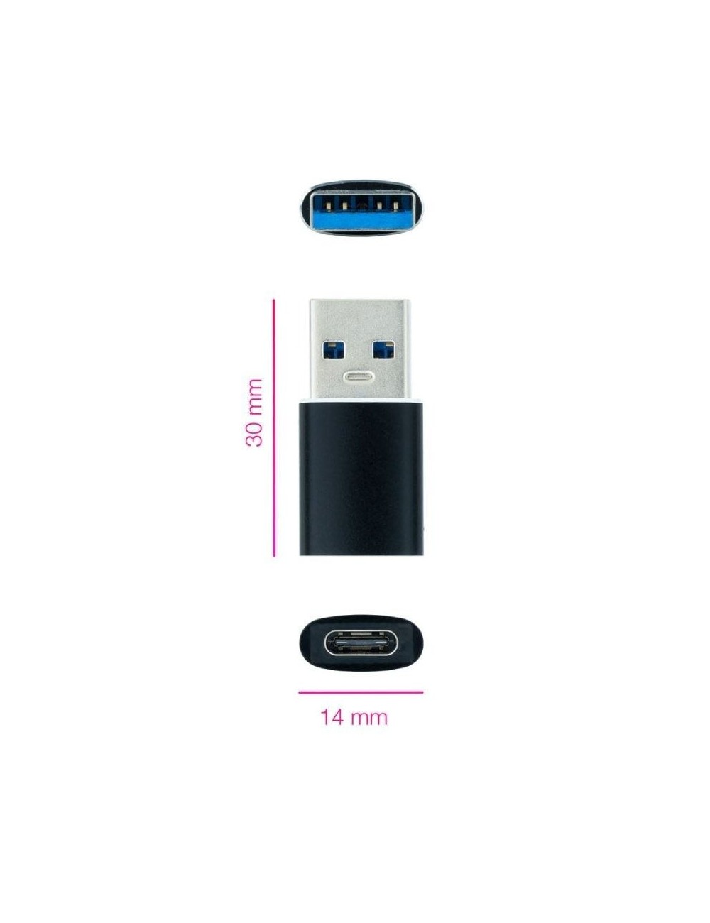 Adaptador USB 3.1 Nanocable 10.02.0012/ USB Macho - USB Tipo-C Hembra