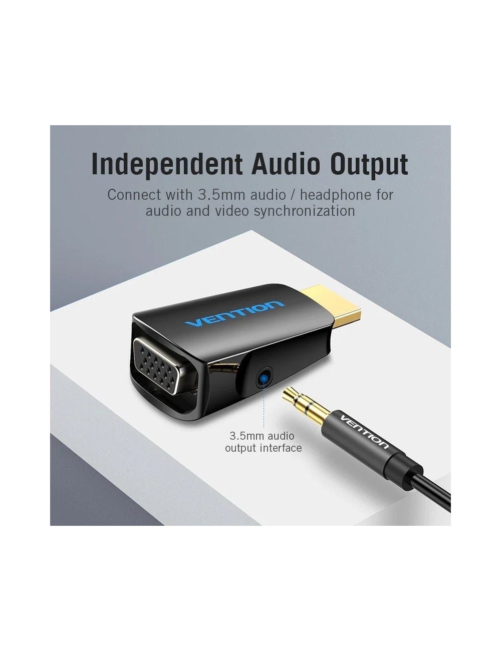 Adaptador Conversor Vention AIDB0/ HDMI Macho a VGA Hembra/ Audio Jack 3.5mm