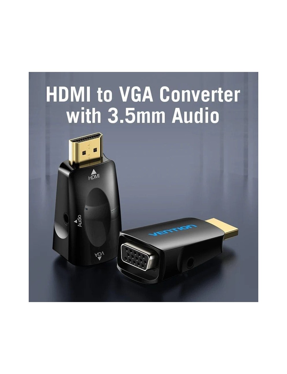 Adaptador Conversor Vention AIDB0/ HDMI Macho a VGA Hembra/ Audio Jack 3.5mm
