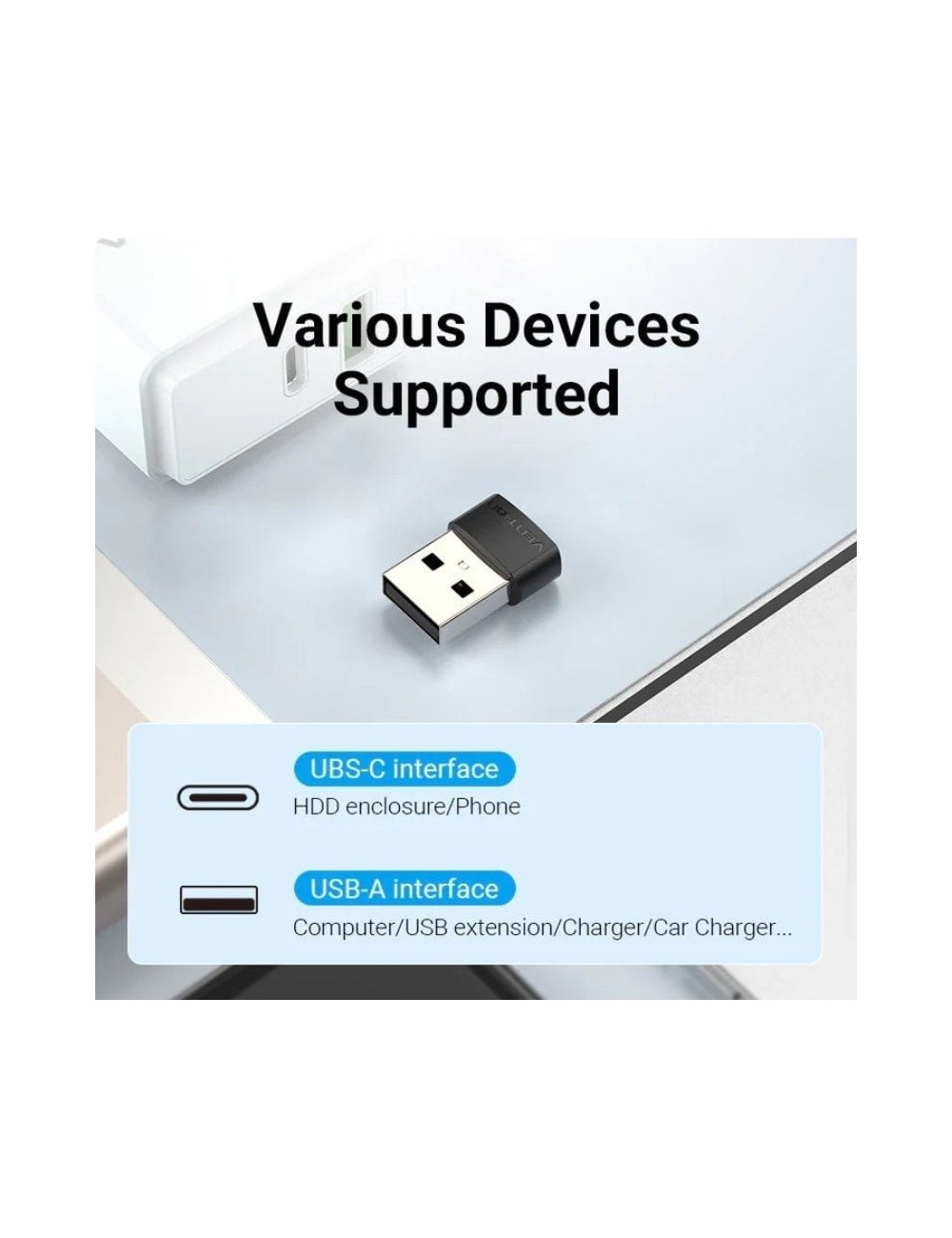 Adaptador USB 2.0 Vention CDWB0/ USB Tipo-C Macho - USB Hembra