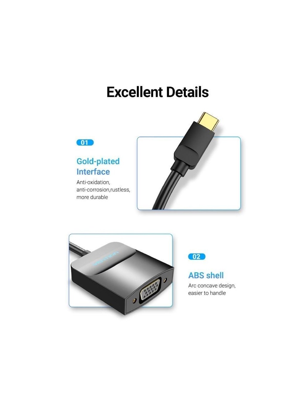 Adaptador USB Tipo-C Vention TDDBB/ USB Tipo-C Macho - VGA Hembra