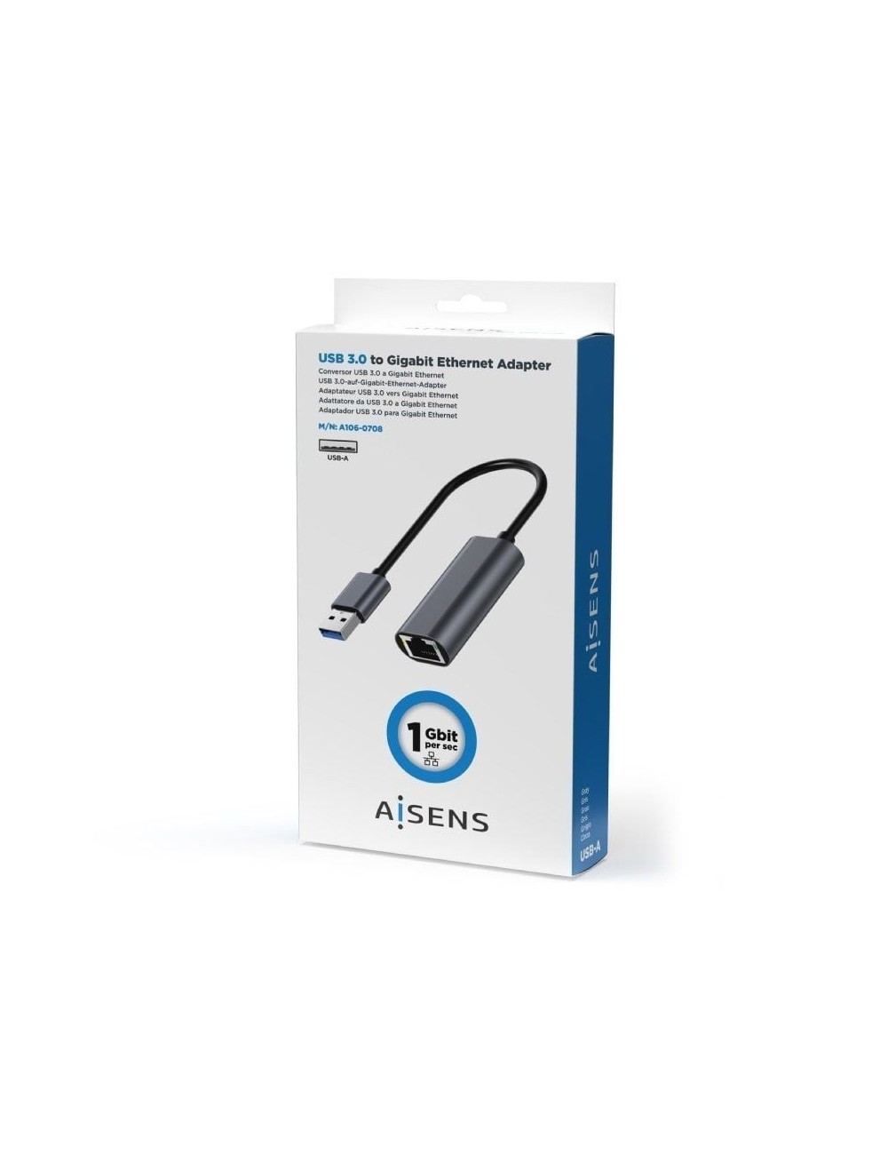 Adaptador USB 3.0 - RJ45 Aisens A106-0708/ 1000Mbps