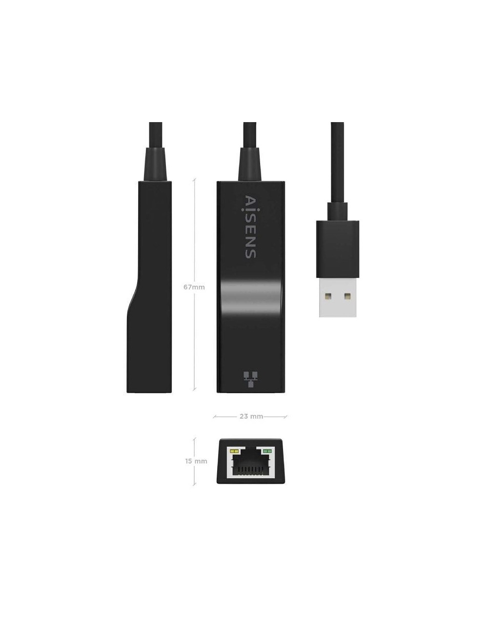 Adaptador USB 3.0 - RJ45 Aisens A106-0766/ 1000Mbps