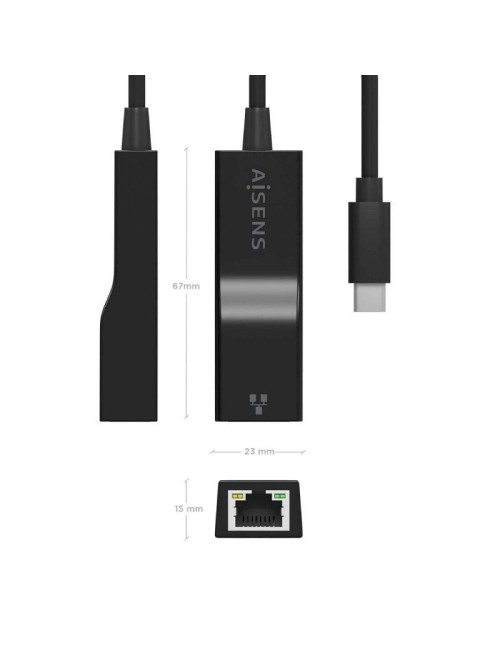 Adaptador USB Tipo-C - RJ45 Aisens A109-0765/ 1000 Mbps