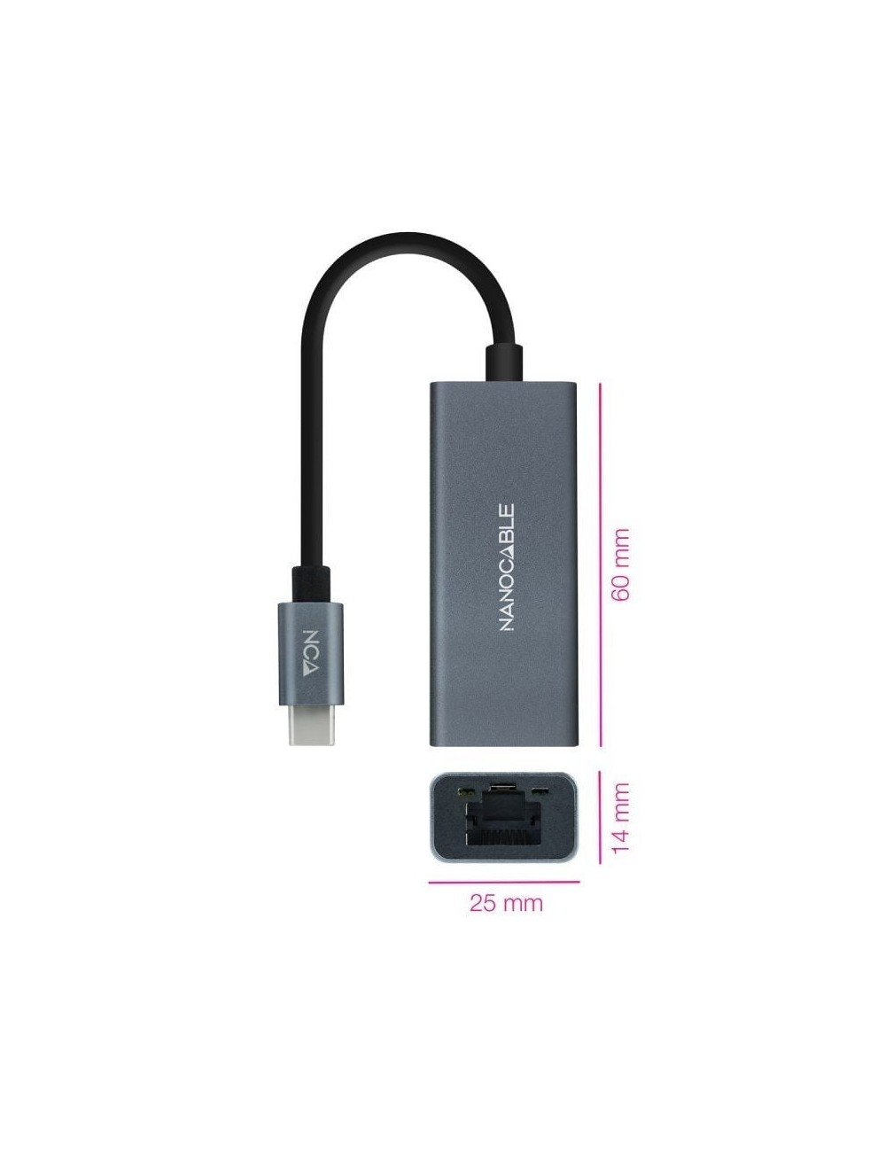 Adaptador Tipo-C - RJ45 Nanocable 10.03.0406/ 1000Mbps