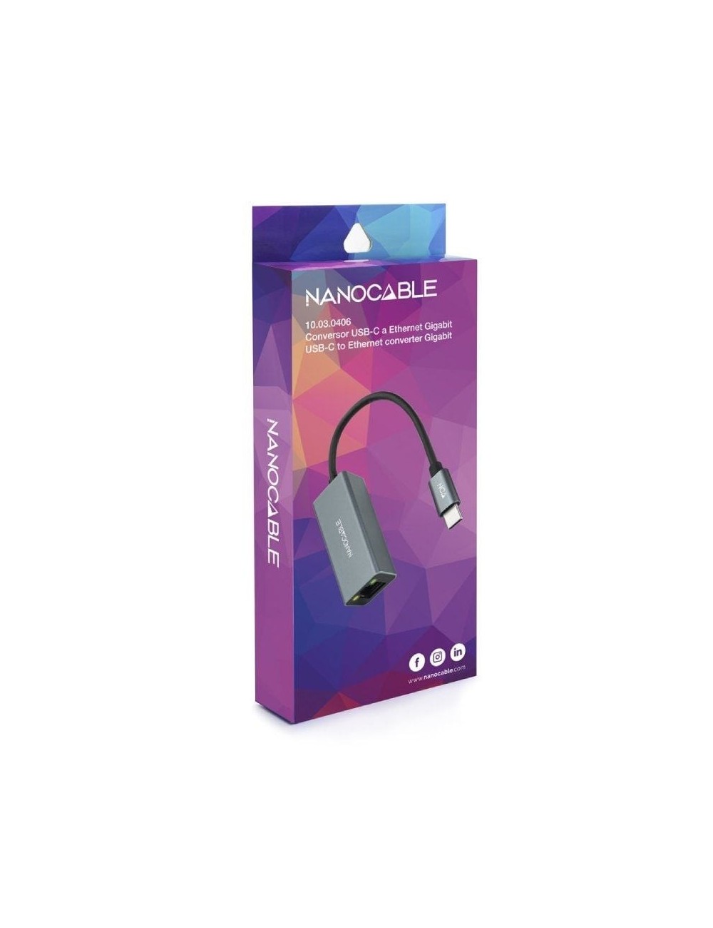 Adaptador Tipo-C - RJ45 Nanocable 10.03.0406/ 1000Mbps