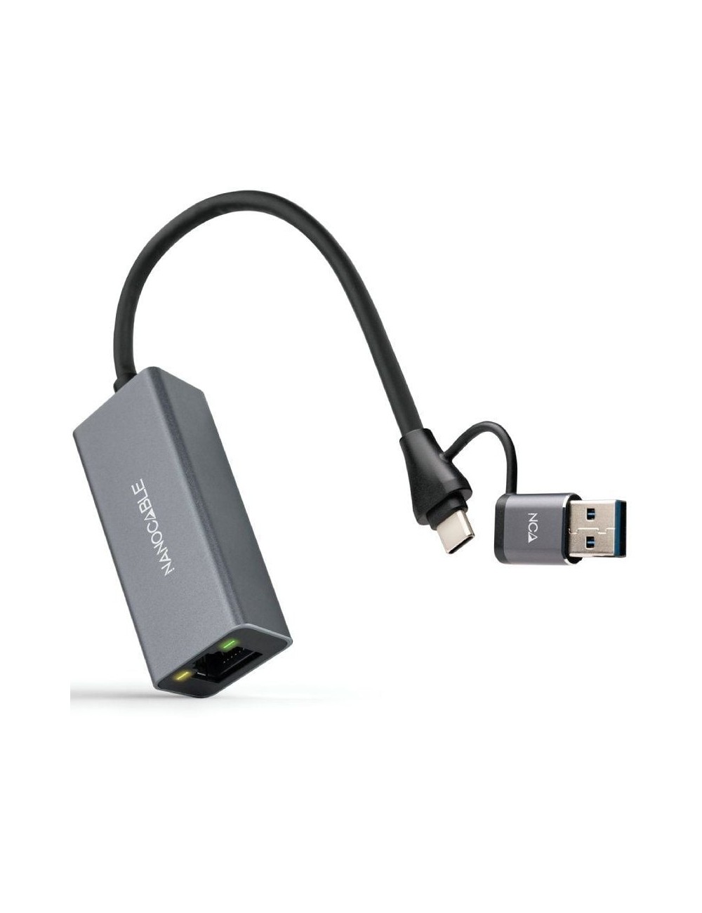 Adaptador USB Macho + USB Tipo-C Macho - RJ45 Nanocable 10.03.0411/ 1000Mbps