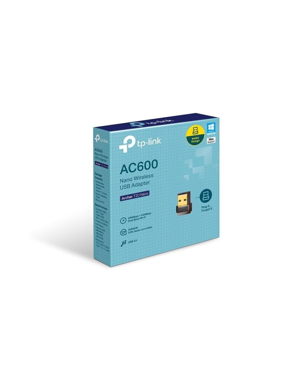 Adaptador USB - WiFi TP-Link Archer T2U Nano/ 600Mbps
