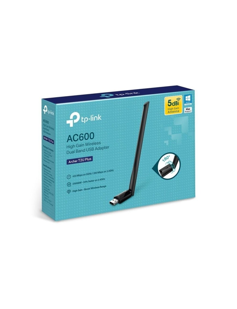 Adaptador USB - WiFi TP-Link Archer T2U Plus/ 600Mbps