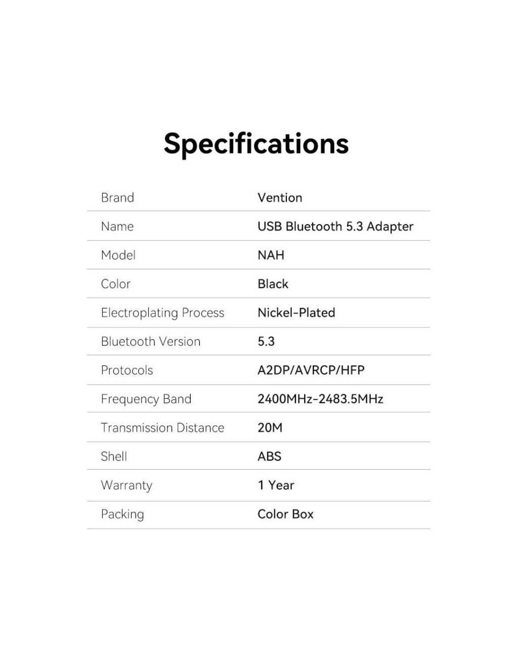 Adaptador USB - Bluetooth Vention NAHB0
