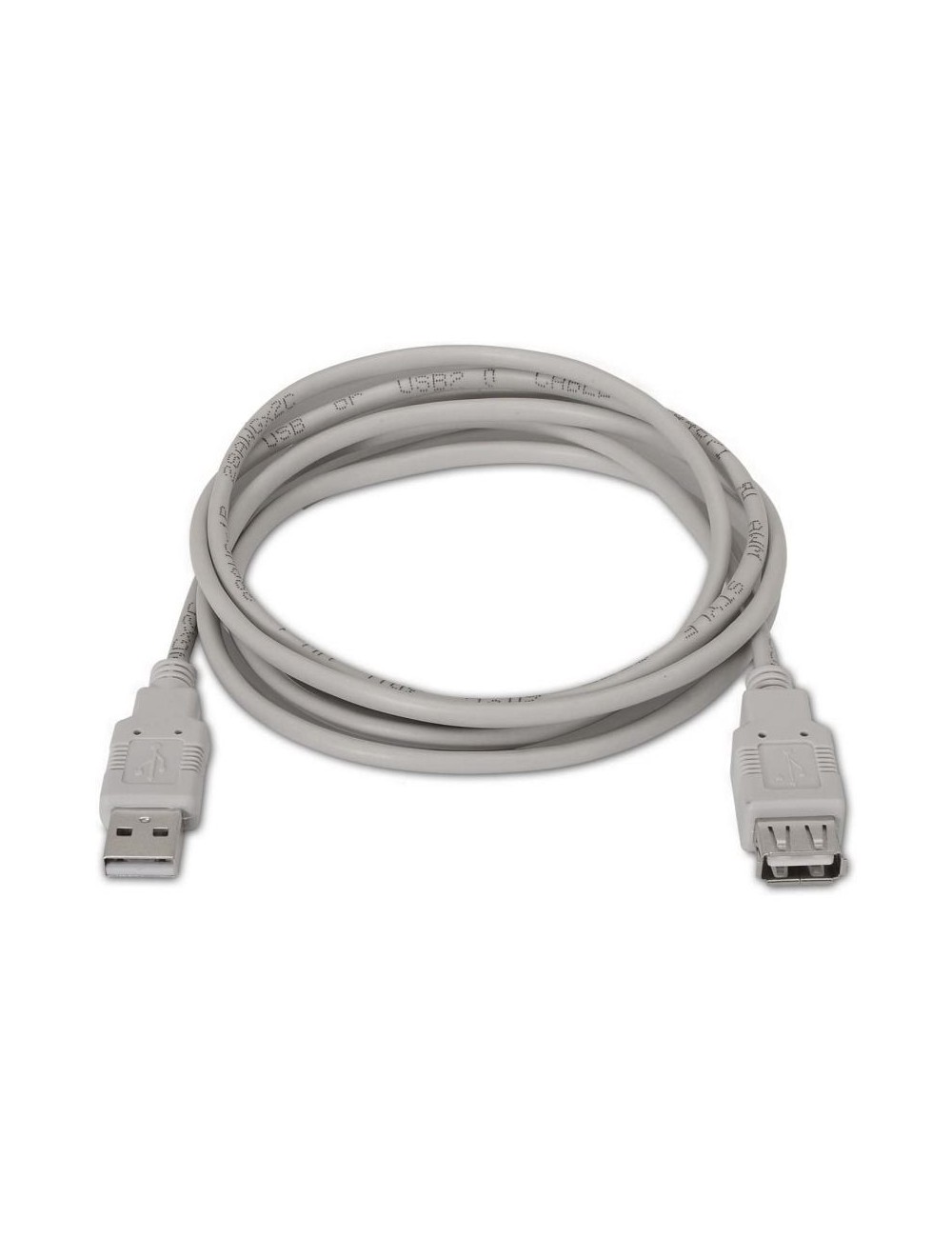 Cable Alargador USB 2.0 Aisens A101-0013/ USB Macho - USB Hembra/ Hasta 2.5W/ 60Mbps/ 1.8m/ Beige