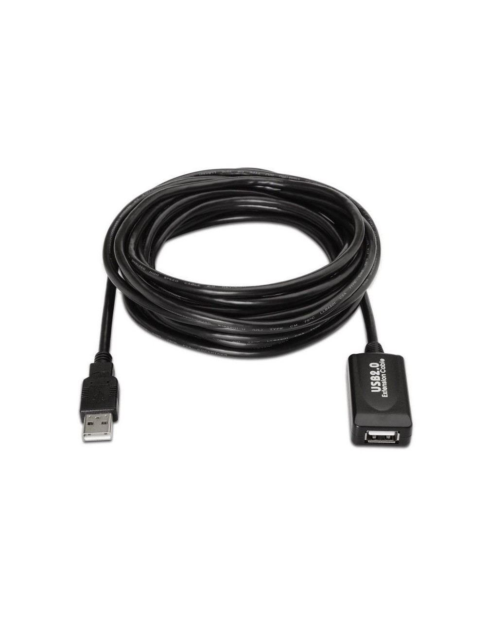 Cable Alargador USB 2.0 Aisens A101-0020/ USB Macho - USB Hembra/ Hasta 2.5W/ 60Mbps/ 15m/ Negro