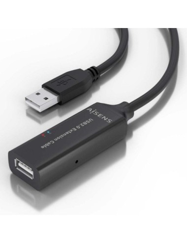 Cable Alargador USB 2.0 Aisens A101-0916/ USB Macho - USB Hembra/ 15m/ Negro