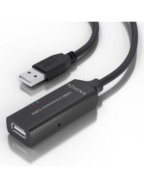 Cable Alargador USB 2.0 Aisens A101-0916/ USB Macho - USB Hembra/ 15m/ Negro