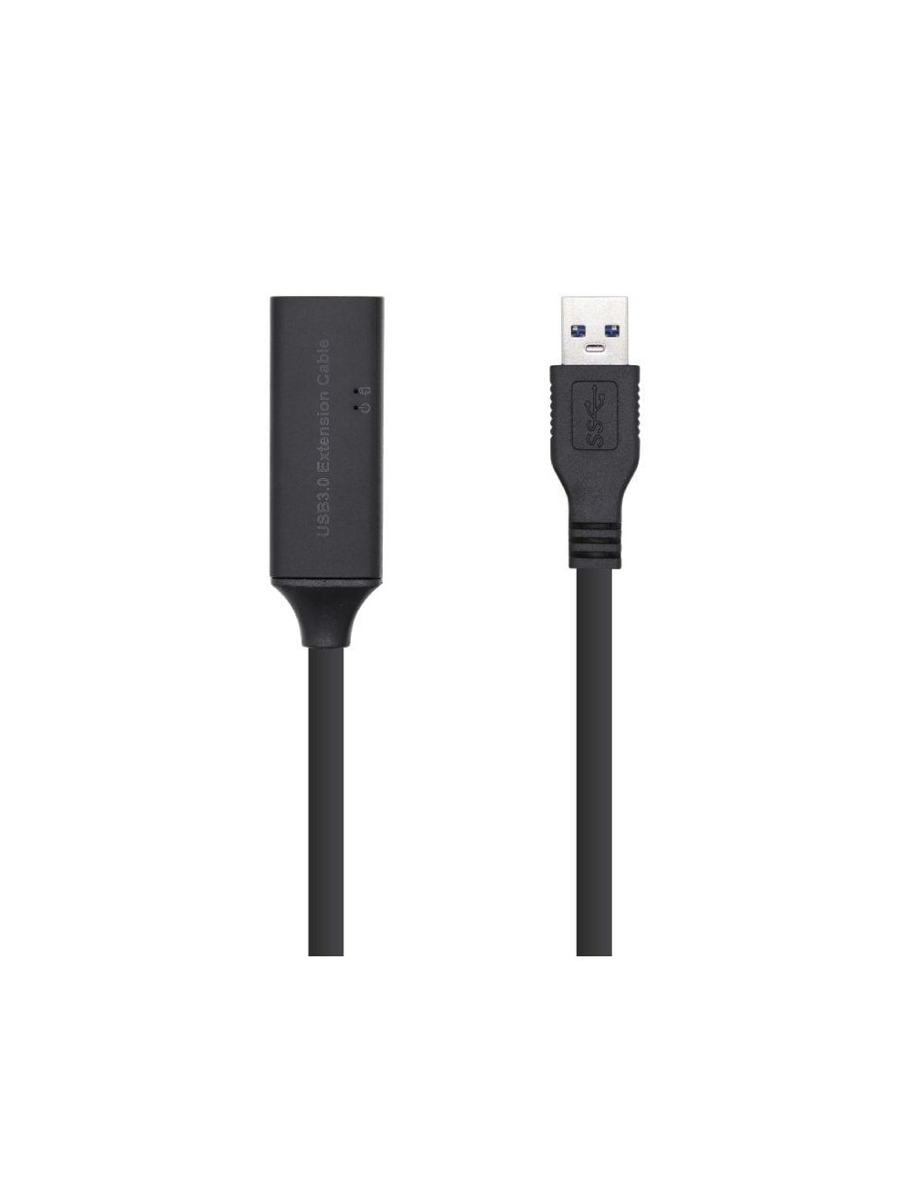 Cable Alargador USB 3.0 con Amplificador Aisens A105-0408/ USB Macho - USB Hembra/ Hasta 9W/ 625Mbps/ 10m/ Negro