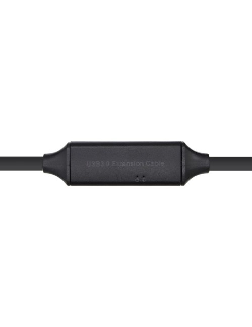 Cable Alargador USB 3.0 con Amplificador Aisens A105-0408/ USB Macho - USB Hembra/ Hasta 9W/ 625Mbps/ 10m/ Negro