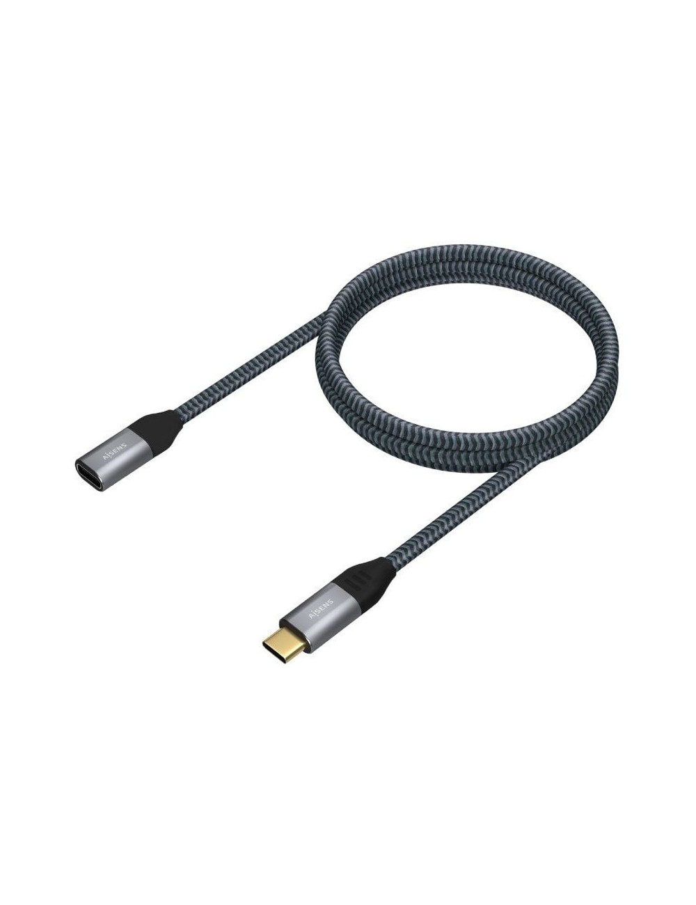 Cable Alargador USB 3.2 Tipo-C Aisens A107-0635 20GBPS 5A 100W/ USB Tipo-C Macho - USB Tipo-C Hembra/ Hasta 100W/ 2500Mbps/ 1m/ 
