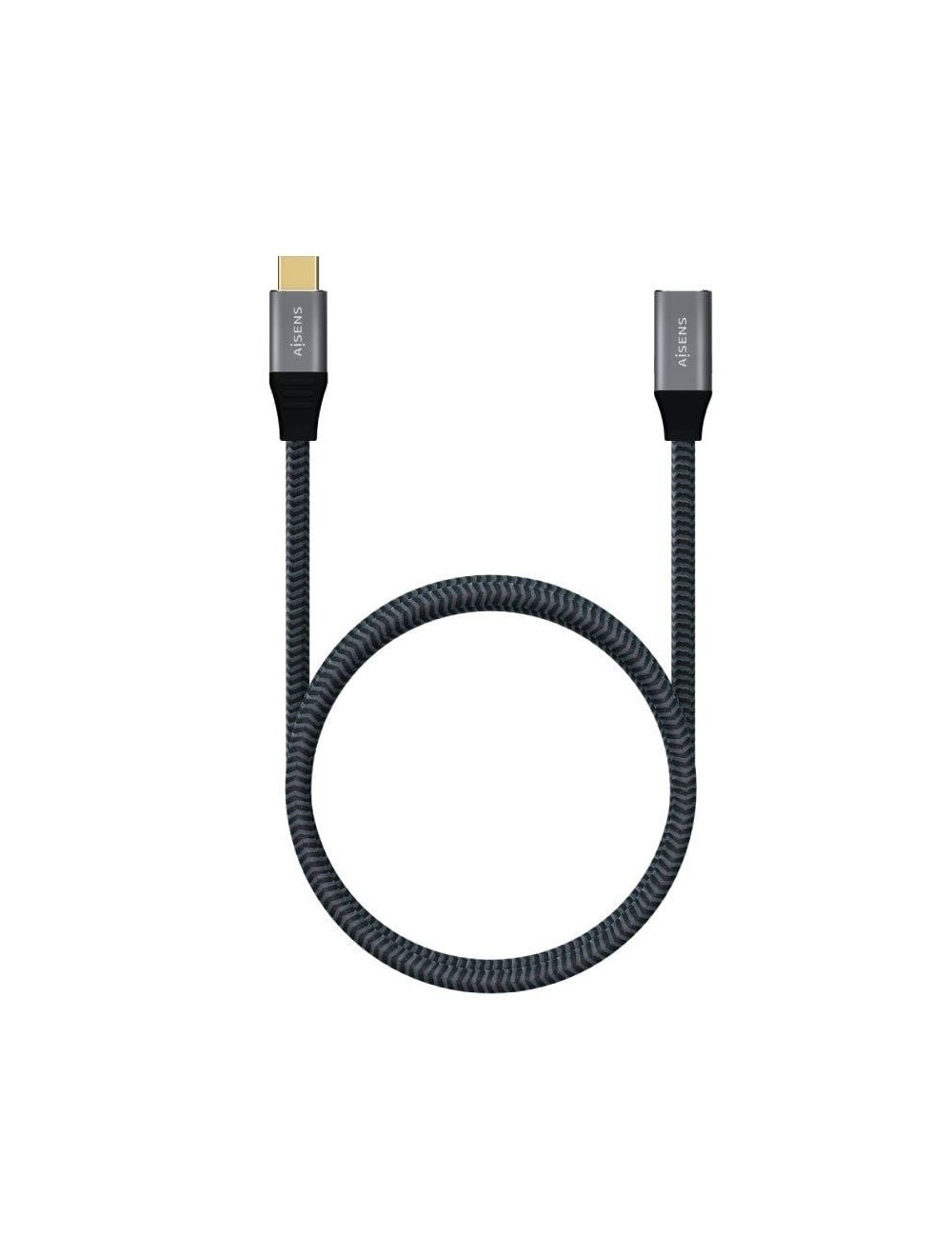 Cable Alargador USB 3.2 Tipo-C Aisens A107-0635 20GBPS 5A 100W/ USB Tipo-C Macho - USB Tipo-C Hembra/ Hasta 100W/ 2500Mbps/ 1m/ 