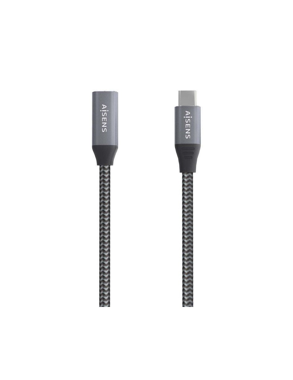 Cable Alargador USB 3.2 Aisens A107-0636/ USB Tipo-C Macho - USB Tipo-C Hembra/ Hasta 100W/ 20Gbps/ 2m/ Gris