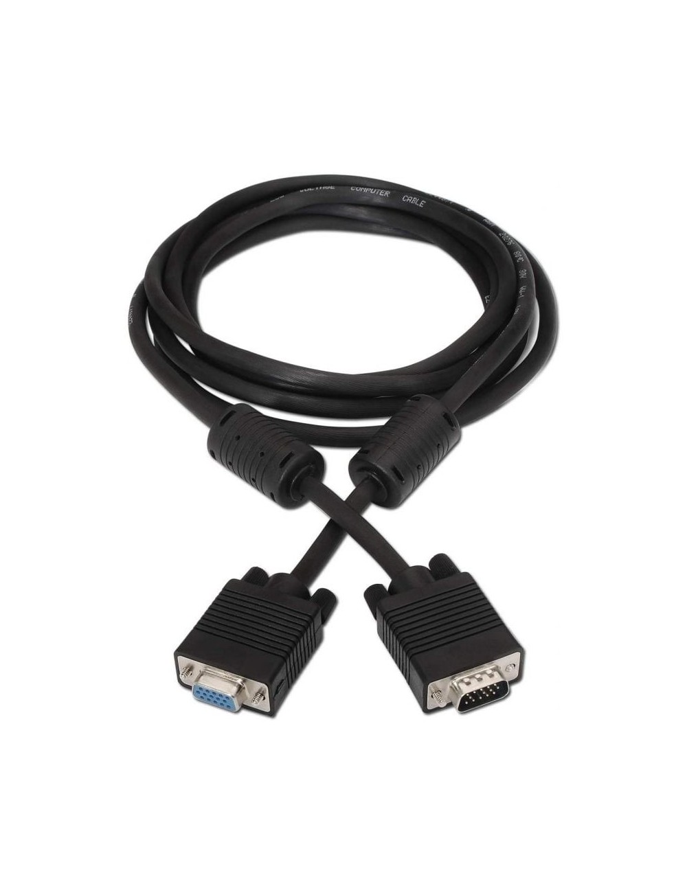 Cable Alargador SVGA Aisens A113-0078/ VGA Macho - VGA Hembra/ Hasta 3W/ 10Mbps/ 1.8m/ Negro