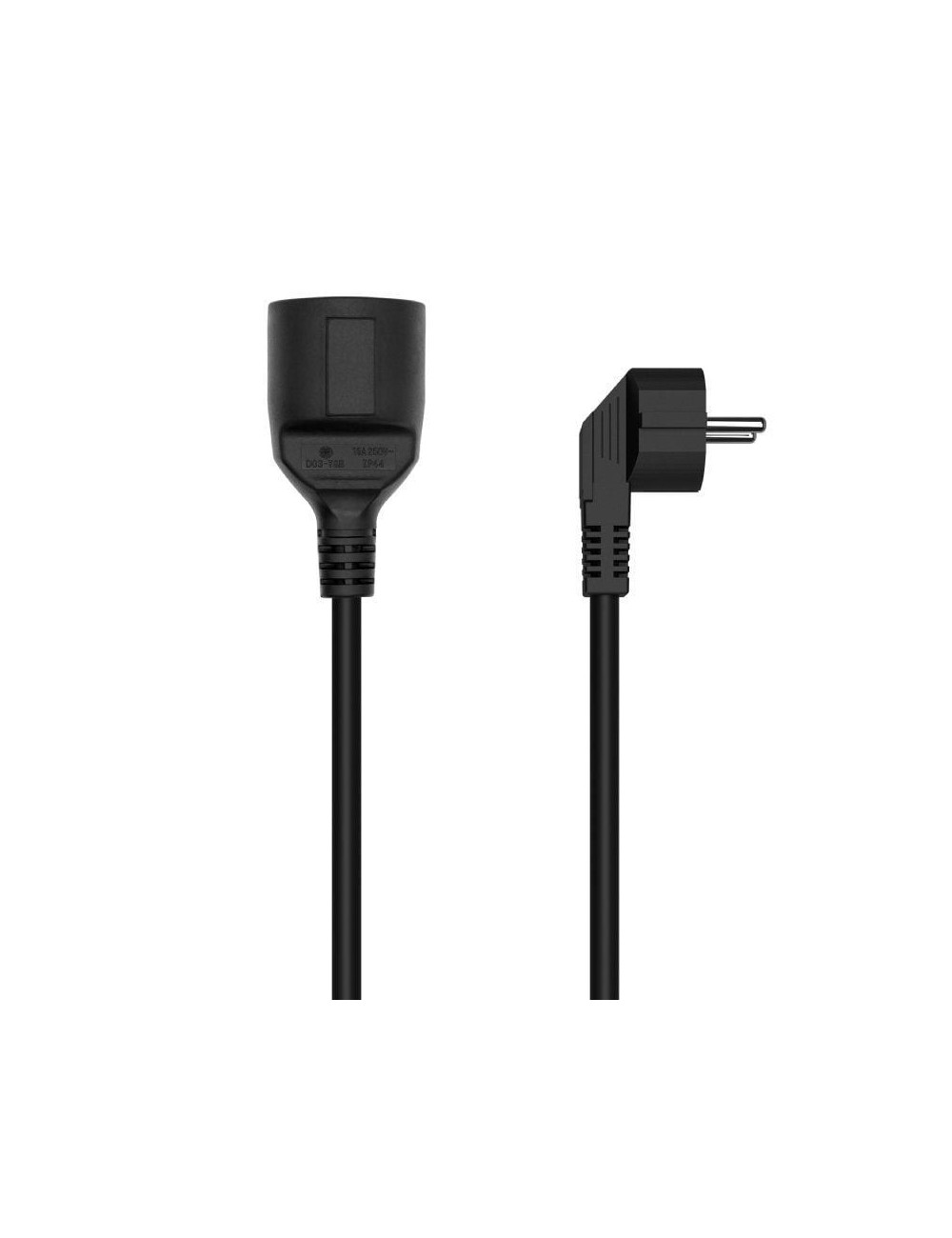 Cable Alargador de Alimentación Aisens A132-0600/ CEE7 Macho - CEE7 Hembra/ Hasta 1500W/ 2m/ Negro