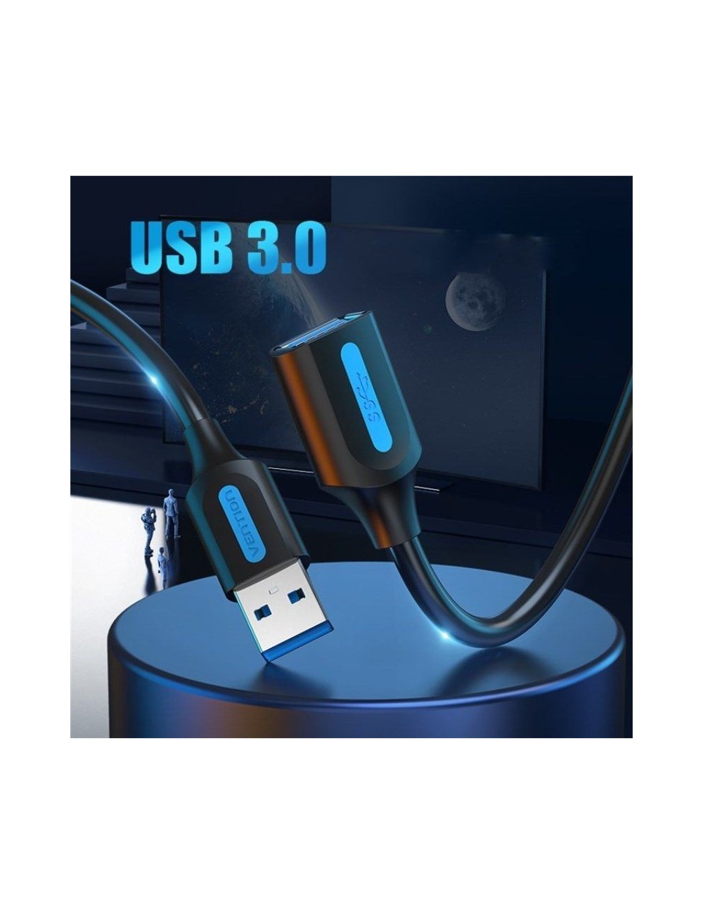 Cable Alargador USB 3.0 Vention CBHBD/ USB Macho - USB Hembra/ 5Gbps/ 50cm/ Negro