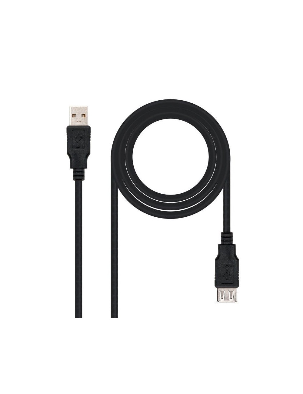 Cable Alargador USB 2.0 Nanocable 10.01.0203-BK/ USB Macho - USB Hembra/ 1.8m/ Negro