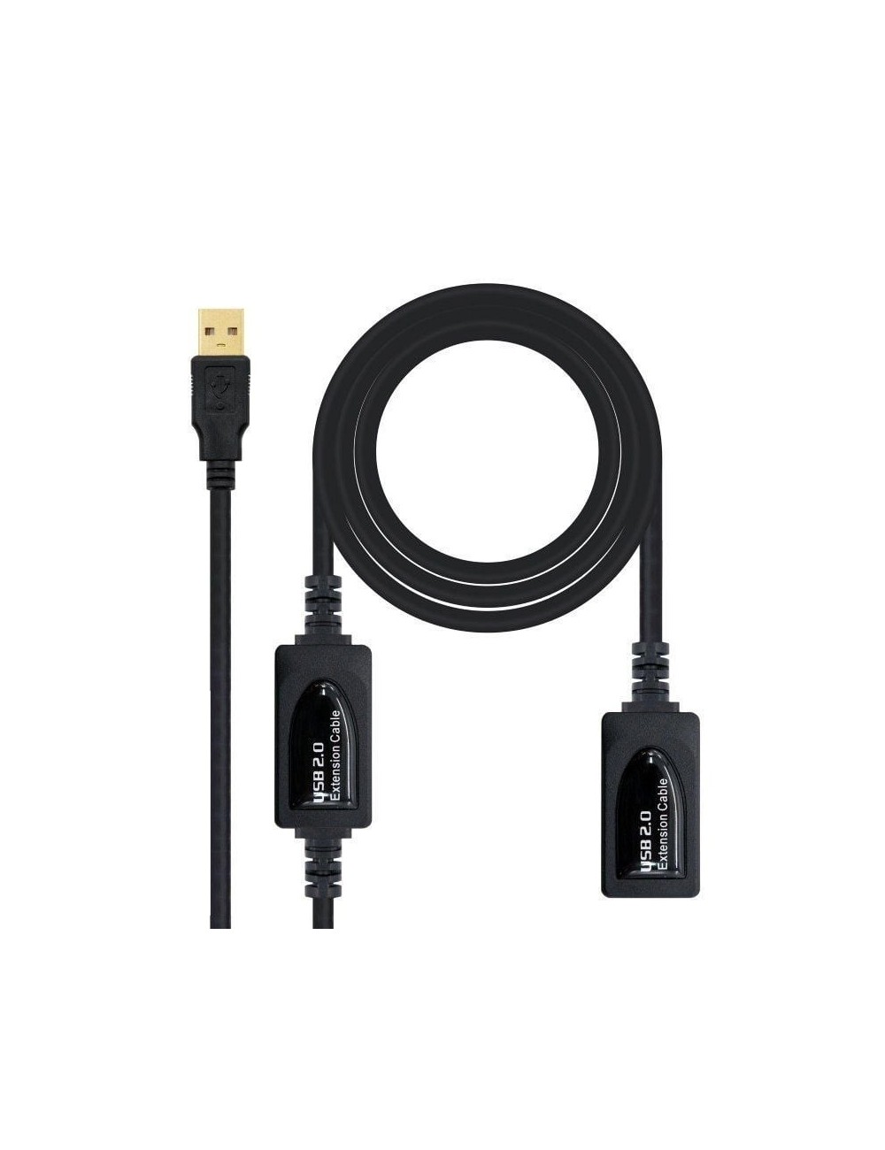 Cable Alargador USB 2.0 Nanocable 10.01.0212/ USB Macho - USB Hembra/ 10m/ Negro