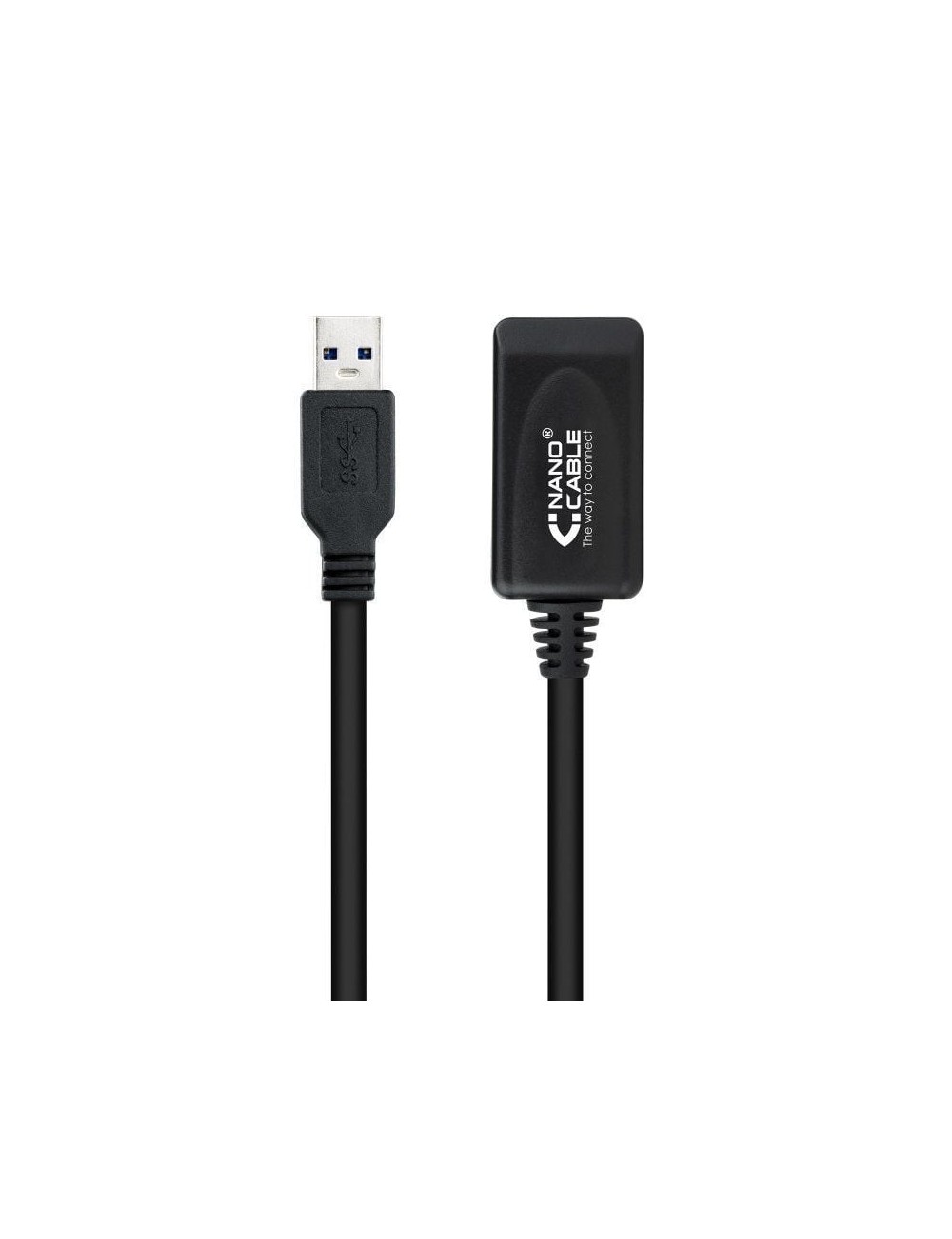 Cable Alargador USB 3.0 con Amplificador Nanocable 10.01.0311/ USB Macho - USB Hembra/ 5m/ Negro