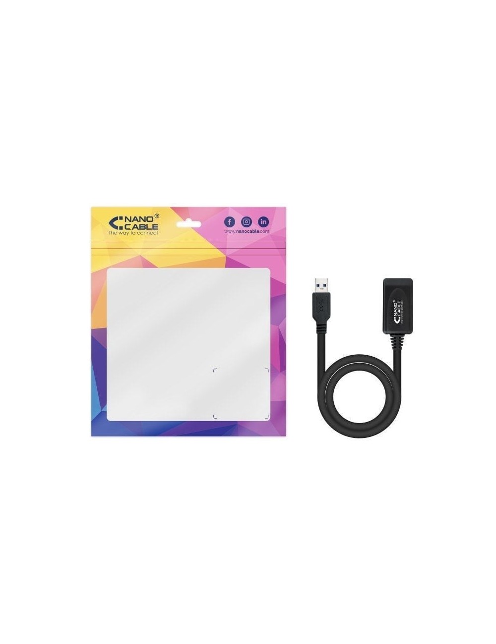 Cable Alargador USB 3.0 con Amplificador Nanocable 10.01.0311/ USB Macho - USB Hembra/ 5m/ Negro