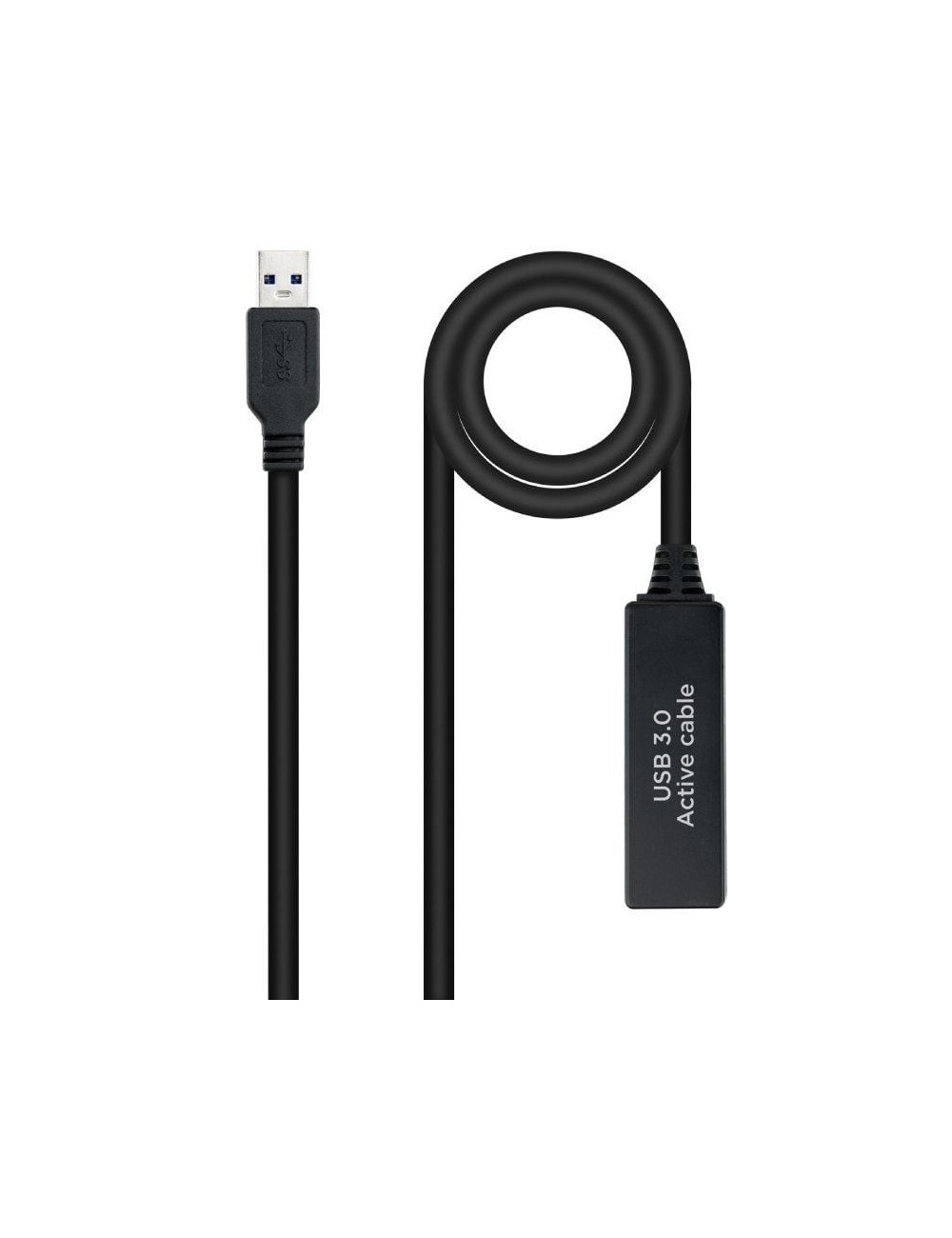 Cable Alargador Amplificador USB 3.0 Nanocable 10.01.0312/ USB Macho - USB Hembra/ 10m/ Negro