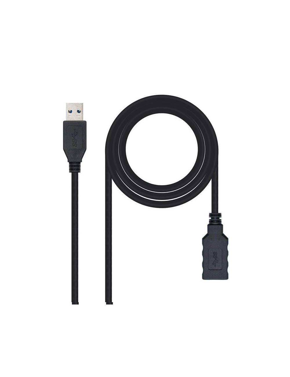 Cable Alargador USB 3.0 Nanocable 10.01.0902-BK/ USB Macho - USB Hembra/ 2m/ Negro