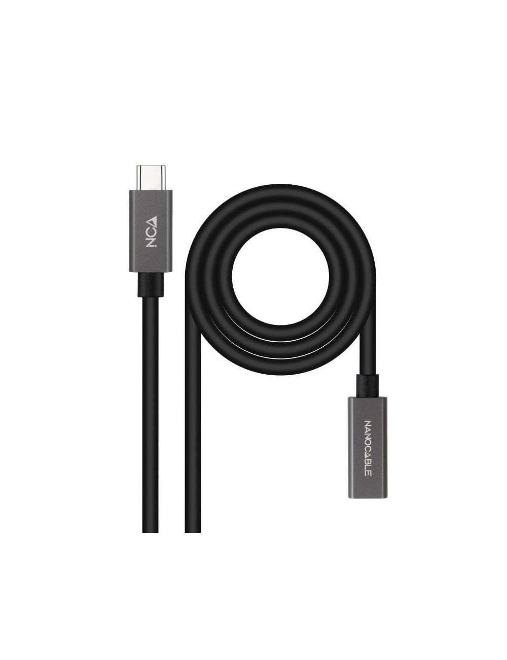 Cable Alargador USB 3.2 Nanocable 10.01.4400/ USB Tipo-C Macho - USB Tipo-C Hembra/ 50cm/ Negro