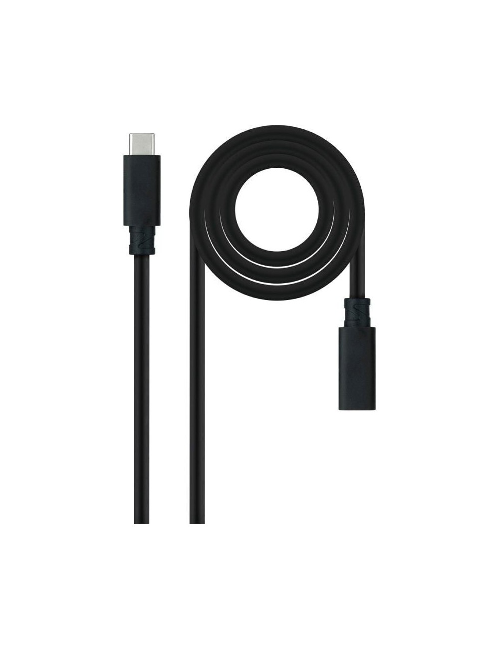 Cable Alargador USB Tipo-C 3.2 Nanocable 10.01.4501/ USB Tipo-C Macho - USB Tipo-C Hembra/ 1m/ Negro