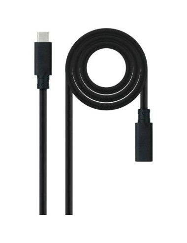 Cable Alargador USB Tipo-C 3.2 Nanocable 10.01.4502/ USB Tipo-C Macho - USB Tipo-C Hembra/ 2m/ Negro