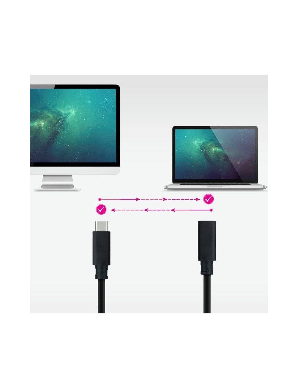 Cable Alargador USB Tipo-C 3.2 Nanocable 10.01.4502/ USB Tipo-C Macho - USB Tipo-C Hembra/ 2m/ Negro